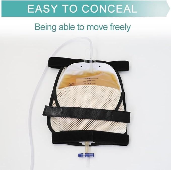 Leg Bag Mesh Holder with Pocket for Urine Collection Bags Nephrostomy Foley Urinary Catheter Stabilization Device