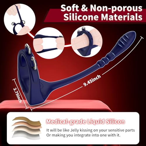 Male-Prostate-Massager-Anal-Beads-Butt-Plug-Cock-RingG-Spot-Vibrator-Sex-Toy-for-Couple-Clitoral-StimulationVibrating-Penis-Ring-Anal-Vibrators-Adult-Toys-with-Adjustable-Buckle-for-Men-Pleasure
