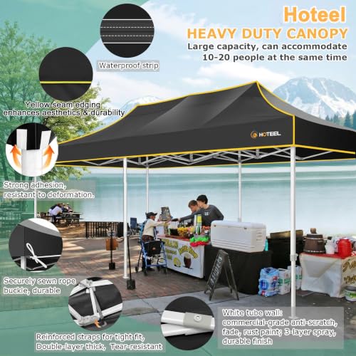 Image of Hoteel 10x20 Heavy Duty Pop Up Canopy Tent with 6 Sidewalls, Black