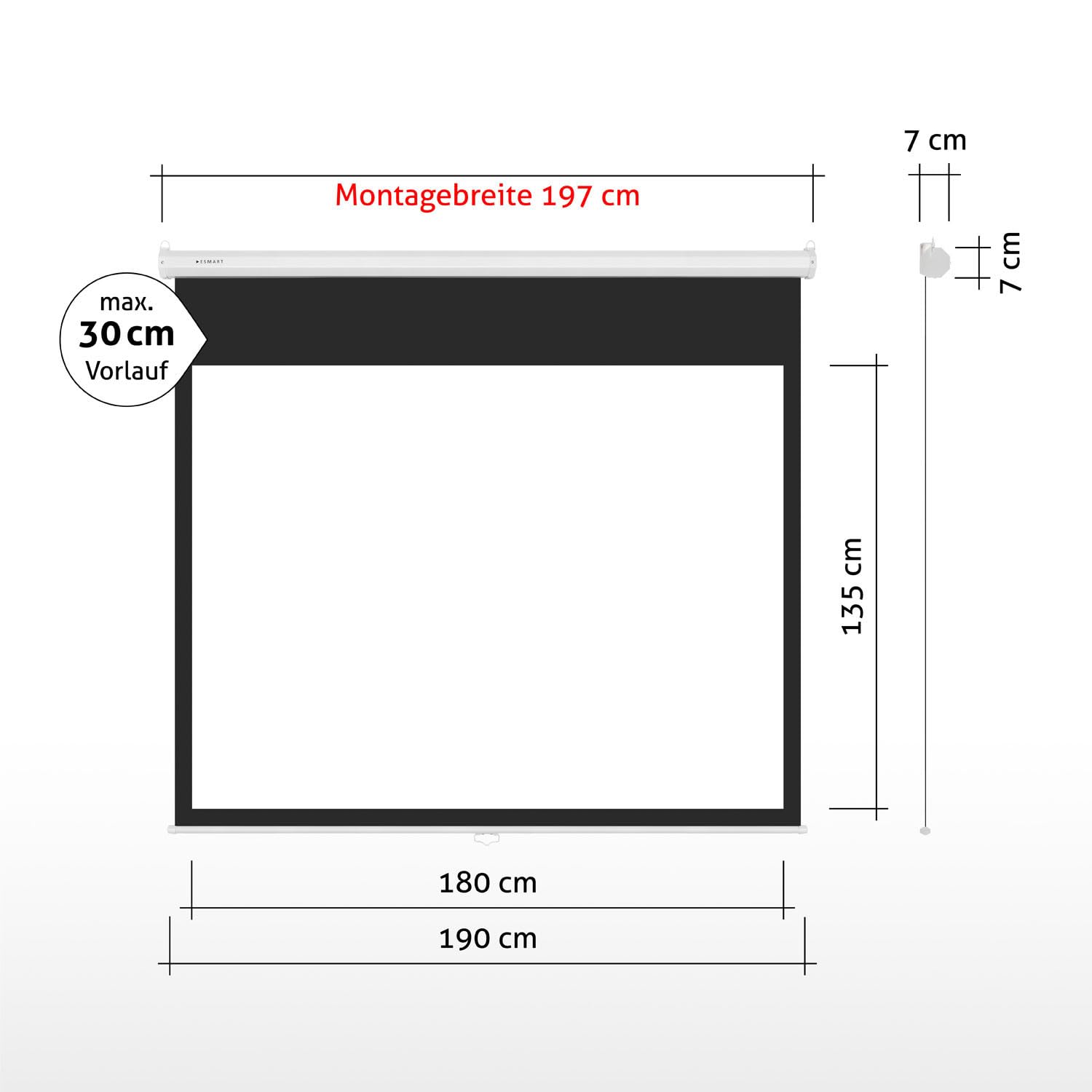 ESMART Economy EXR Écran De Projection Manuel 180 X 101 Cm (81") 16:9 – Toile PerfectWhite 1, 4K 8K Prêt, Boîtier Octogonal Mince, Idéal Home Cinéma