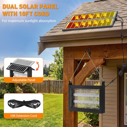 Solar Bug Zapper Outdoor, 4500V Mosquito Zapper with Dual Solar Panels | Keep your backyard bug-free with a 4500V solar bug zapper, dual solar panels, AUTO on/off and 1/2 acre mosquito protection - image 8