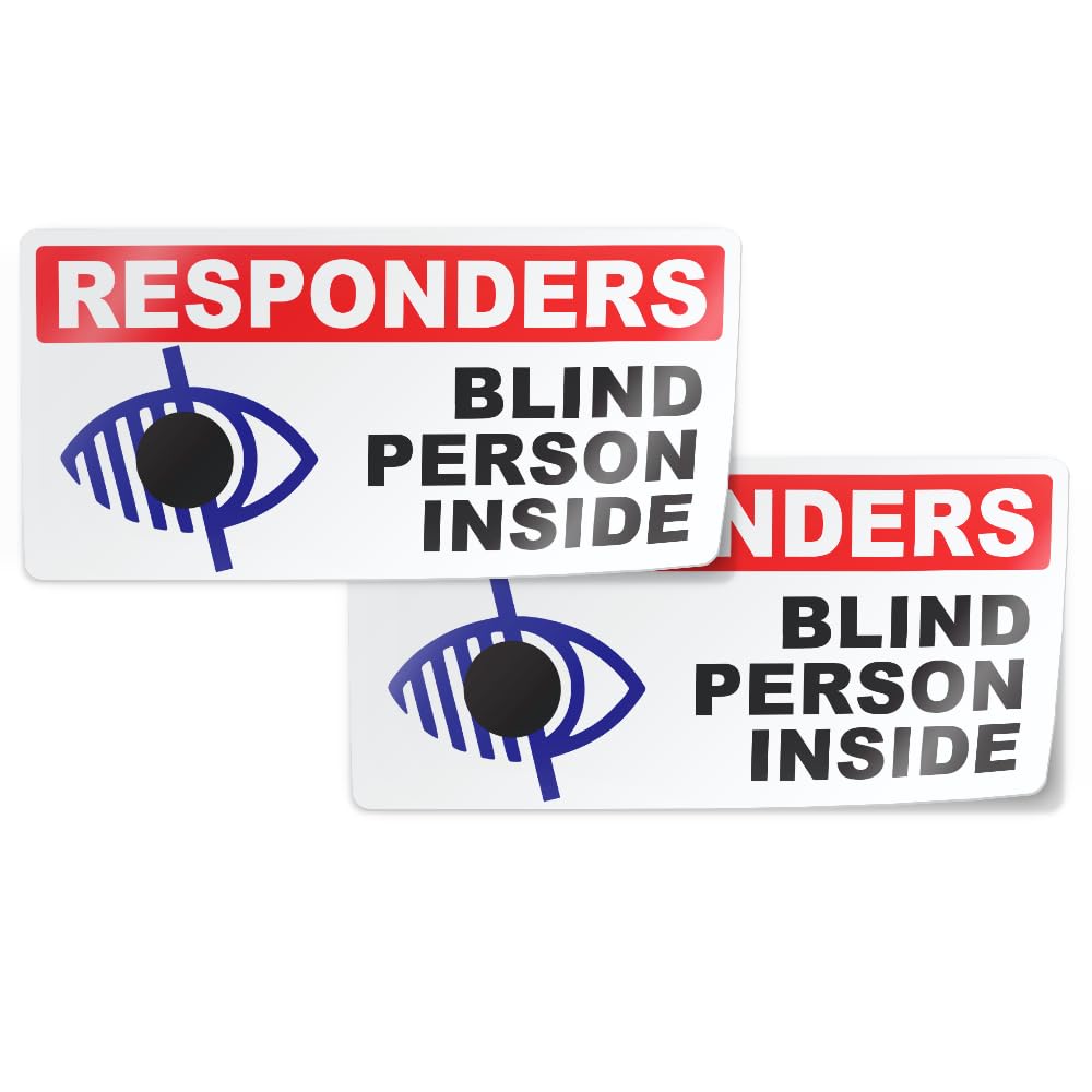 First Responders Blind Person Inside Sticker Decal (4" x 2", 2 Pieces) - Protect Your Family by Flippin Stickers
