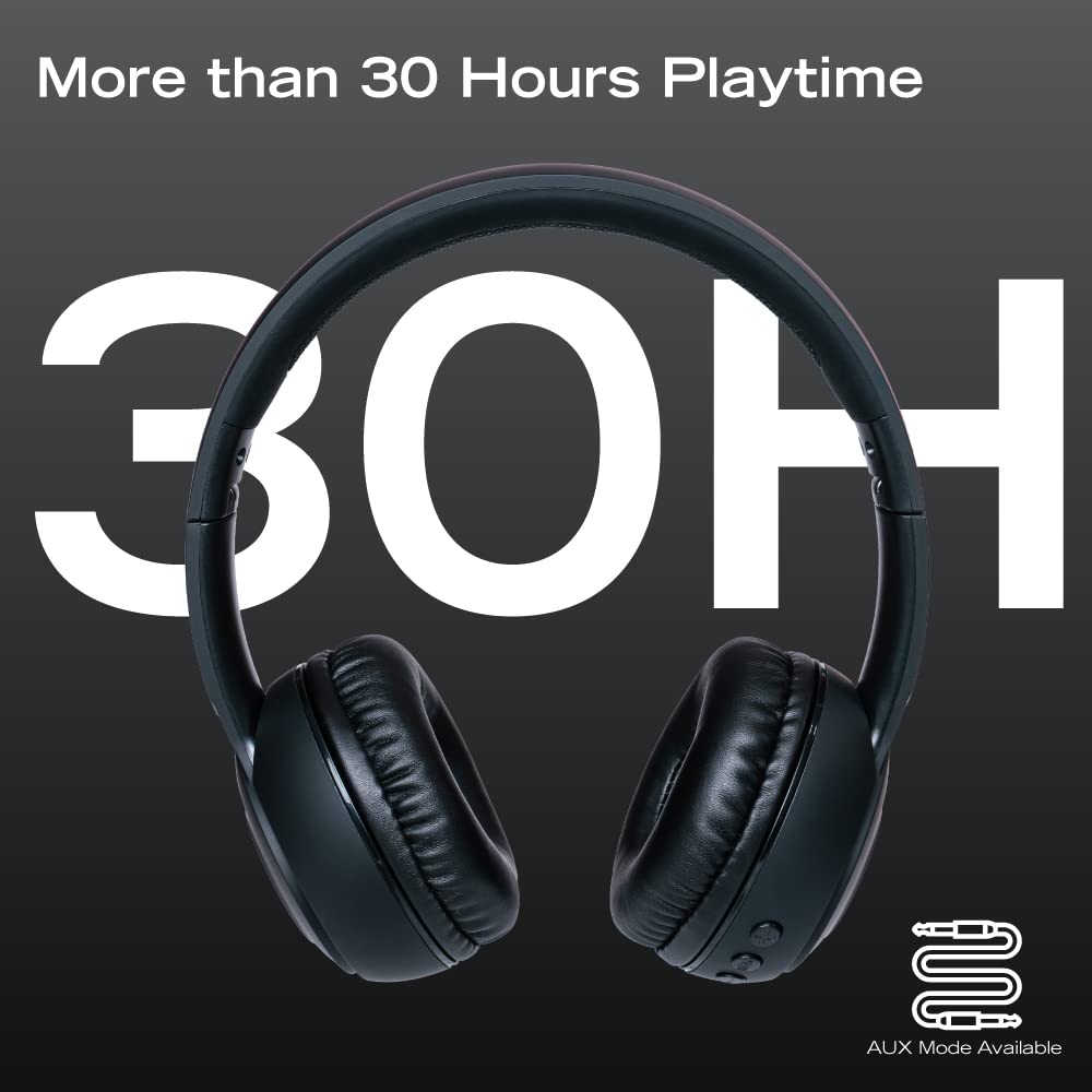 Louise & Mann Casque Bluetooth sans Fil, Écouteurs Bluetooth sans Fil, Casque Audio Pliable avec Microphone Intégré, Stéréo Hi-FI, Léger pour iPhone/iPad/Samsung/PC (Noir)