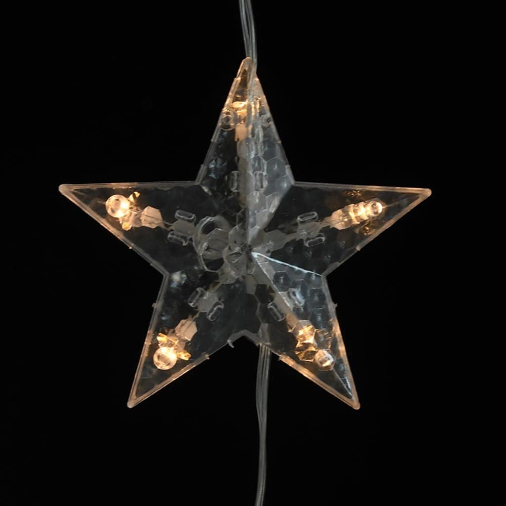 Guirnalda de luces LED con forma de estrella, 200 LED, blanco cálido, 8 funciones