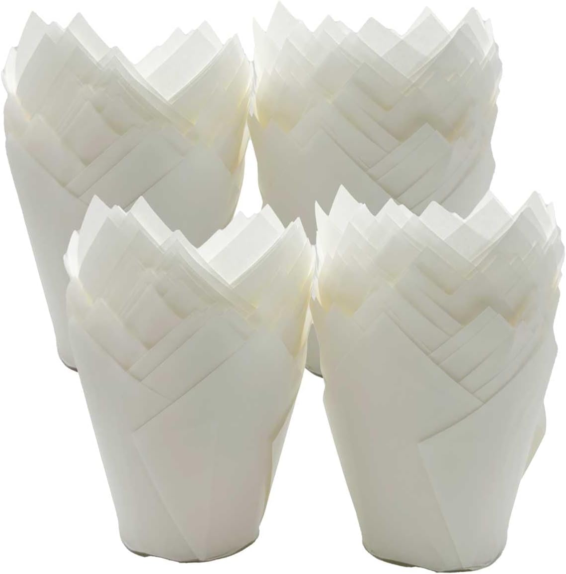 Scrumptious! 200PC Greaseproof Paper Muffin Tulip Cases for Baking - White - Great for Wedding Birthday and Anniversary Party Cakes and Bakes