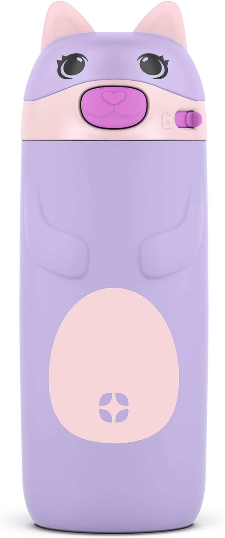 Ellies 12oz Vacuum Insulated Stainless Steel Kids Water Bottle with Straw and Built-in Carrying Handle and Leak-Proof Locking Lid for School Backpack, Lunchbox and Outdoor Sports, Cat