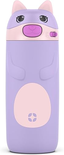 Miniatura 1 de Ello Ellies - Botella de agua de acero inoxidable aislada al vacío de 12 onzas para niños con popote y asa de transporte integrada y tapa de bloqueo