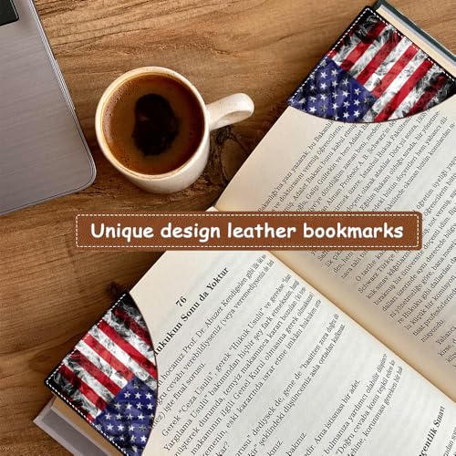 Bookmarks 2 Pack Book Lovers Corner Funny Leather Accessories Reading 3.5 * 3.5inch Page Markers for Women Men Student Teacher Retirement Birthday Gifts