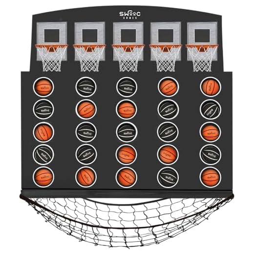 Swooc Games - Low Post Lineup™ | Wall Mounted Giant Basketball 4 In A Row w/ 5+ Games | Basketball Hoop For Room Wall Games | Game Room Games | Mini Basketball Hoop Indoor Connect | Four In A Row Game