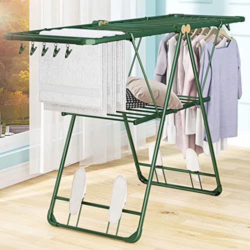 Étendoir à linge en métal pliable, étendoir vertical en aluminium vert