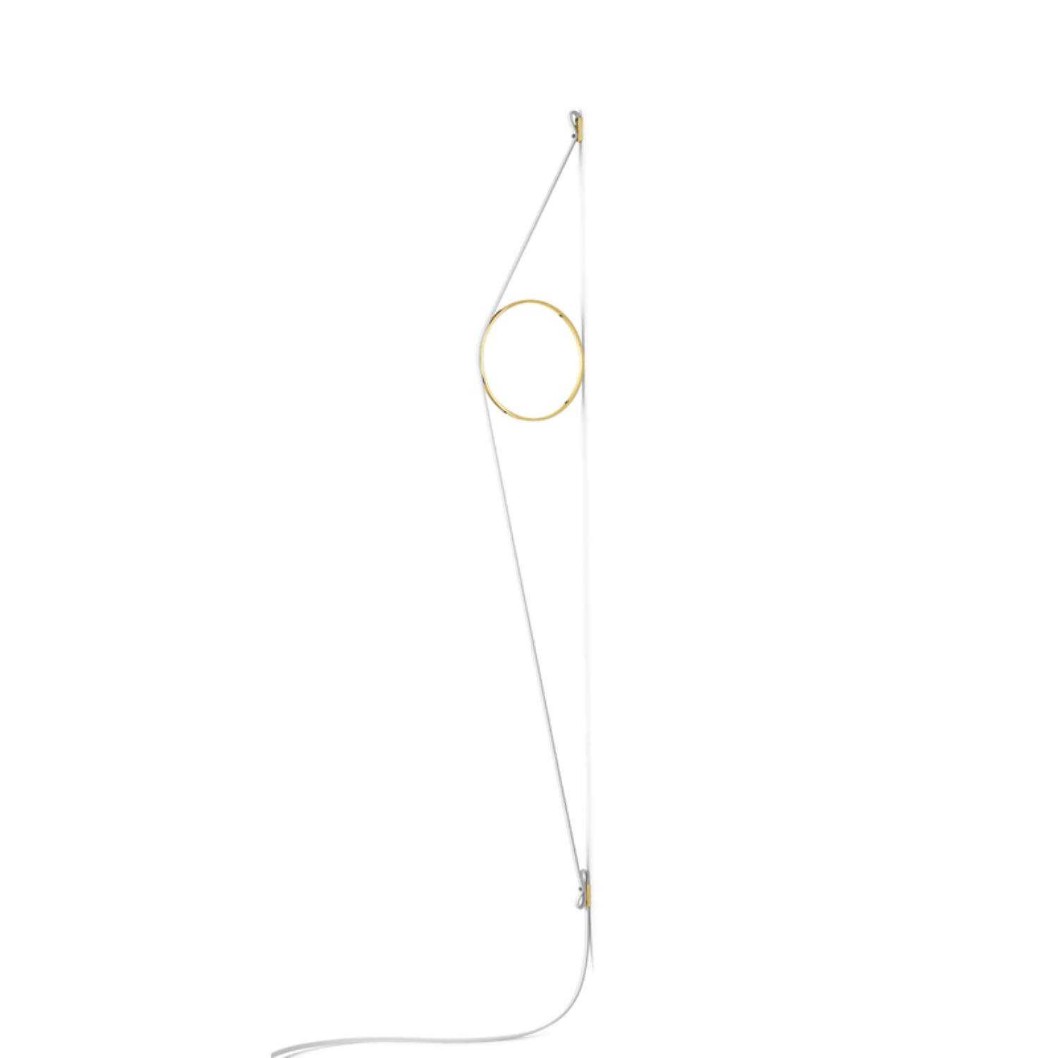 FlosWirering Collection Wall Light with Gold Ring and Cable, 16 W, 31 x 31 x 32 cm, White and Gold (Reference: F9512044)