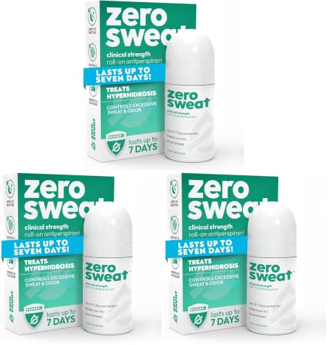 ZeroSweat Antiperspirant Deodorant | Clinical Strength Hyperhidrosis Treatment - Reduces Armpit Sweat 1.2 Fl.Oz (3 Pack)