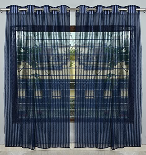 Image of HOME UTSAV 1 Piece Sheer Premium Tissue Net Polyester Curtains for Long Door 8 Feet, Blue