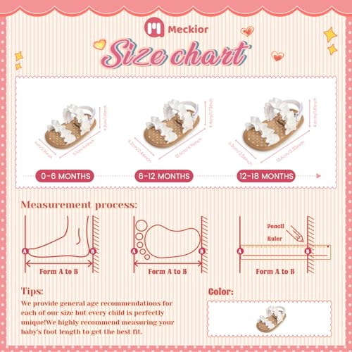 Image of Meckior Infant Baby Girls Boys Summer Sandals Open Toe Lace Princess Dress Wedding Flats Shoes Newborn Toddler Soft Non-slip Sole First Walker Crib Shoes