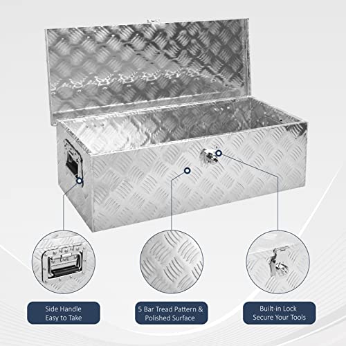 Batoneco 30 Inch Aluminum Truck Tool Box, Truck Bed Tool Box With Side Handle,Lock And 2 Keys, Tool Storage Box For Truck,Trailer,Pickup,Rv,30"X13"X10",Silver #TOP2