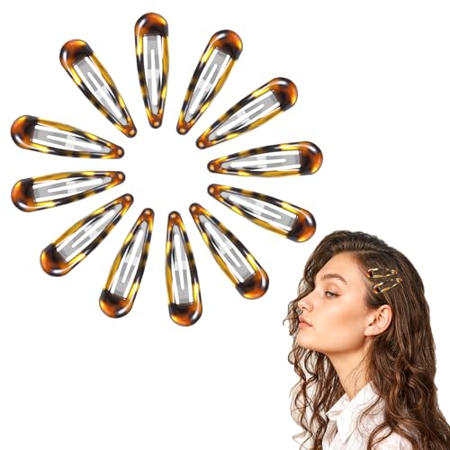 Nogeqi 12 PCS Metal Hair Clips Vintage Tortoise Hair Clips Snap Barrettes for Women & Girls Suitable for All Hair Types