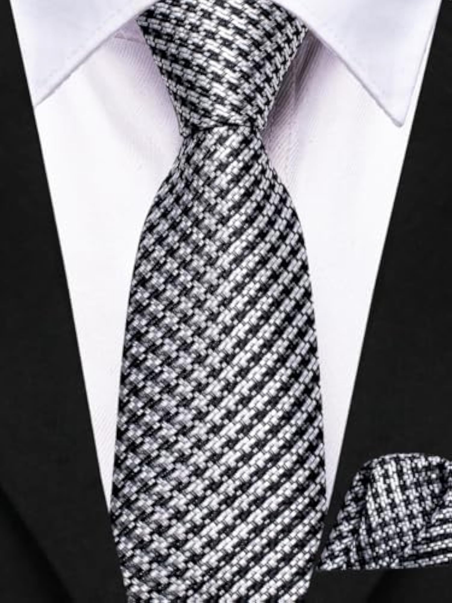 4pcs Lapel Pin and Necktie Handkerchief Cufflinks Set