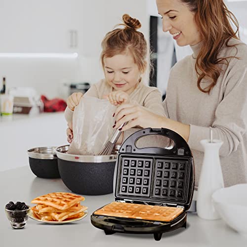 Ovente Electric Indoor Sandwich Grill and Waffle Maker Set with 3 Removable NonStick Plates