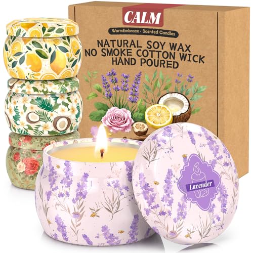 WarmEmbrace Scented Candles for Women, 4 Pack Soy Candle Set,