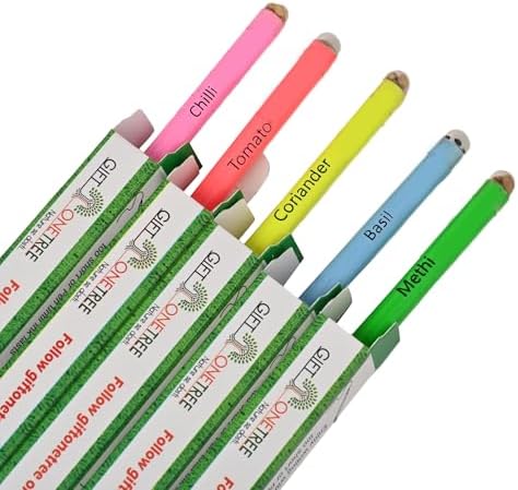 GIFTONETREE Eco Friendly Plantable Seed Pencils | Best For Distributing In School On Birthday | Return Gift (1 Neon Pencil In Box, 15, Count), Ink Color-Black