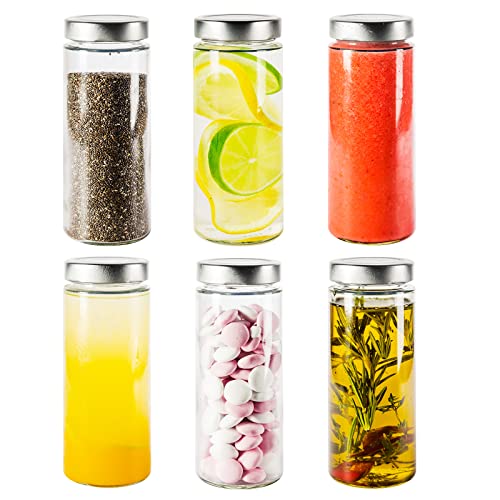 Pureganic® Lot de 6 verres à smoothie avec couvercle de 380 ml - Couvercle à visser DTO diam. 58 mm - Bouteilles d'eau en verre à remplir - Fabriqué en Allemagne