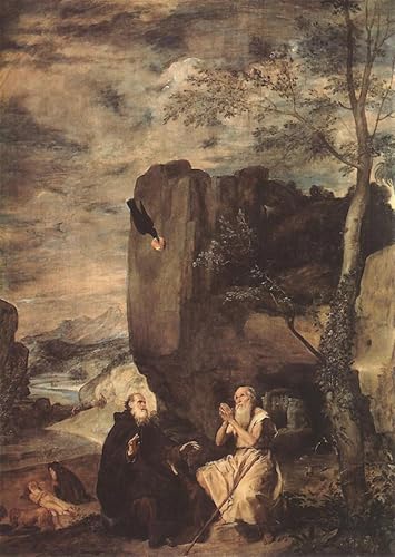 Cuadro Pintura Mural San Pablo el Ermitaño Diego Velázquez Lienzo 60x90
