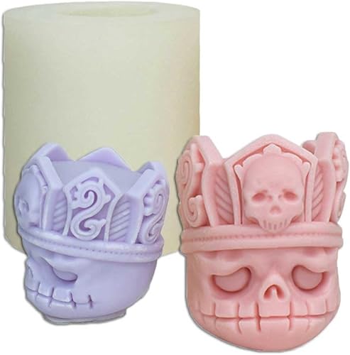 Miniatura 1 de Tone Fun Moldes de silicona con forma de calavera de corona para hacer velas, resina, velas de aromaterapia, jabón de cera hecho a mano, decoración