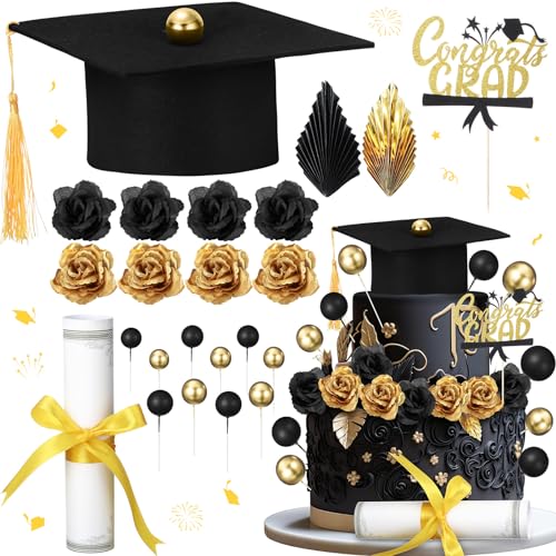 Jingmore Graduation Cake Kit Included Felt Graduation Cap Diploma Classic