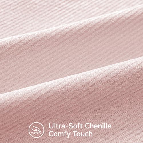 Image of a moment Pack of 2 Decorative Chenille Throw Pillow Covers with Twill Cushion Covers for Sofa Living Room Couch Bed 26x26 Inch Light Pink