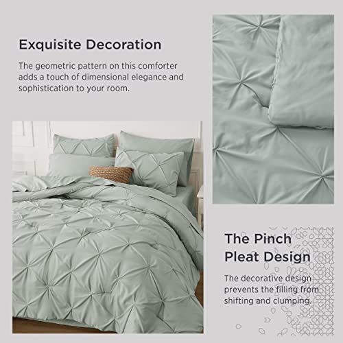 Bedsure California King Comforter Set - Bed in a Bag Cal King Bedding Set 7 PCS, GentleSoft™ Pintuck Bed Set Gift for Family, Pinch Pleat Sage Green Comforter with Sheets, Pillowcases & Shams - Image 4