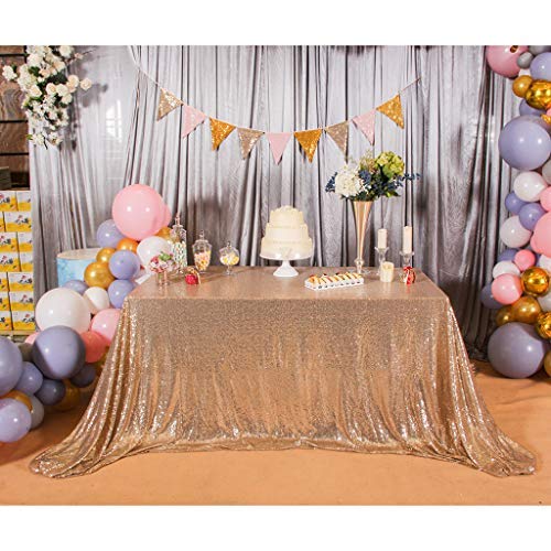 Eternal Beauty Sequin Tablecloths Rectangle Light Gold 152 x 305 cm wedding Halloween Chrismas Party Banquet New Year’s Day