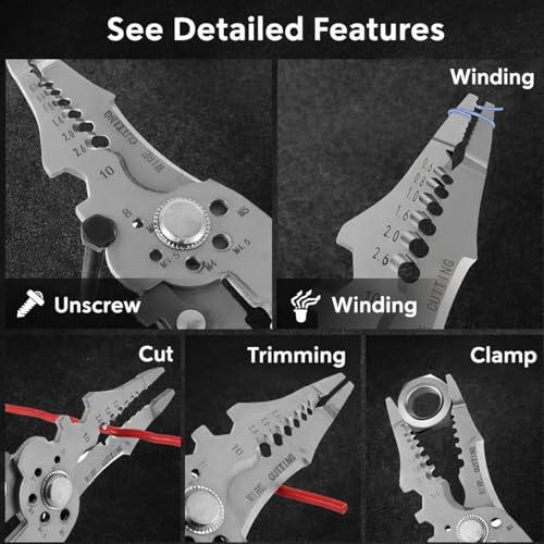 Image of Signamio Multi-Functional Wire Cutter and Stripper Plier Tool - Essential Electrical Tools for Electrician Use, Durable and Precision Engineered for Professional and DIY Projects
