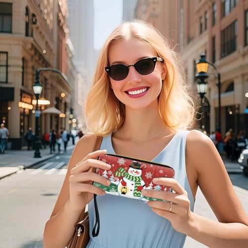 Image of Bulopur Christmas Snowman Wallet for Women PU Leather RFID Blocking Wristlet Wallet for Women & Teen Girls Large Capacity Phone Clutch Long Wallets Zipper Around Xmas Gifts for Mom
