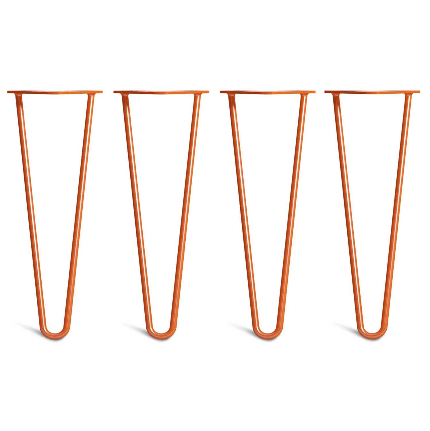 [HLC] 4 x Hairpin Table Legs – Superior Double Weld Steel Construction With Screws, Build Guide & Protector Feet Worth £8 Included! – 10mm Steel [14"/35cm,Orange]