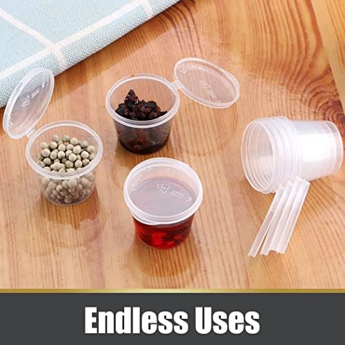 1oz 50 Pieces Small Plastic Containers with Lids, 25ml Small Sauce Pots Plastic Pots Reusable Jelly Pots for Sauce Dips Salads