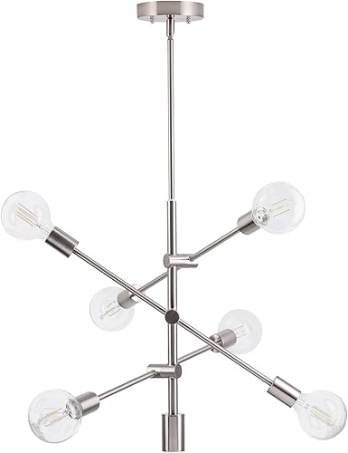 Miniatura 5 de Linea di Liara Stella Sputnik - Lámpara de araña moderna de mediados de siglo, lámpara de techo Sputnik, lámpara colgante Starburst, listado UL
