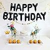 TONIFUL Black Happy Birthday Balloons Banner 16 Inch Mylar Foil Letters Birthday Sign Banner Bunting Reusable for 30th 40th 50th 60th Adults and Halloween Supplies #4