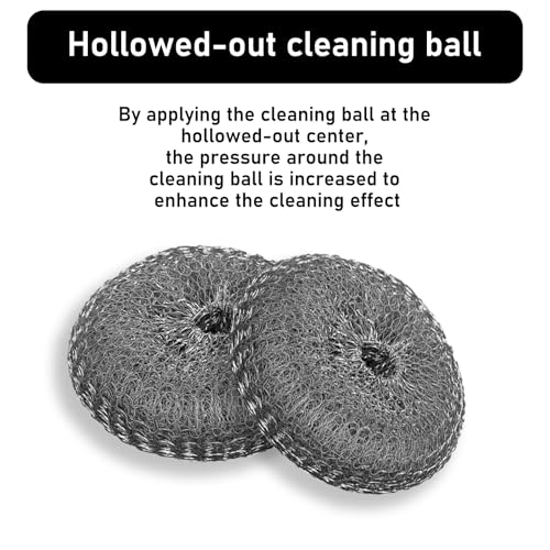 Image of Stainless Steel Wool Metal Wire Scrubber Sponge Scouring Pads, Silver | 7pcs
