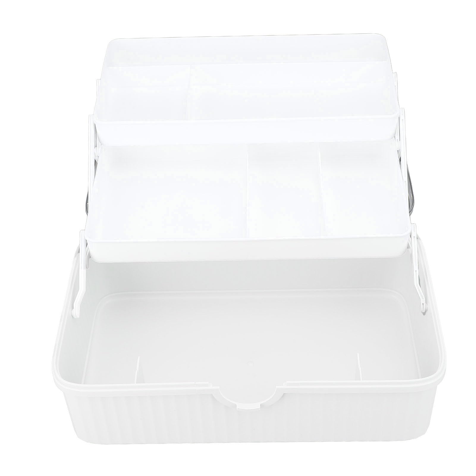 Duże plastikowe pudełko na kosmetyki z pokrywką i uchwytem, ​​odporne na kurz przechowywanie kosmetyków do toaletki, łazienki, komody, białe (Biały)