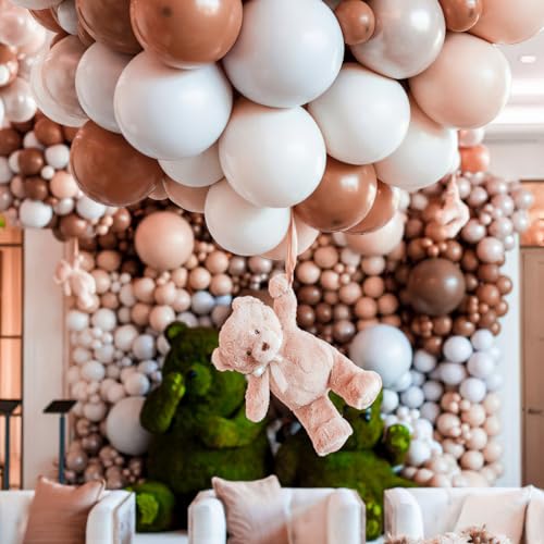Image of PartyWoo Brown Balloons 50 pcs 12 Inch Pearl Boho Neutral Coffee Dark Brown Latex Helium Balloons for Wedding Baby Shower Gender Reveal Graduation Birthday Party Decorations Brown-Z08