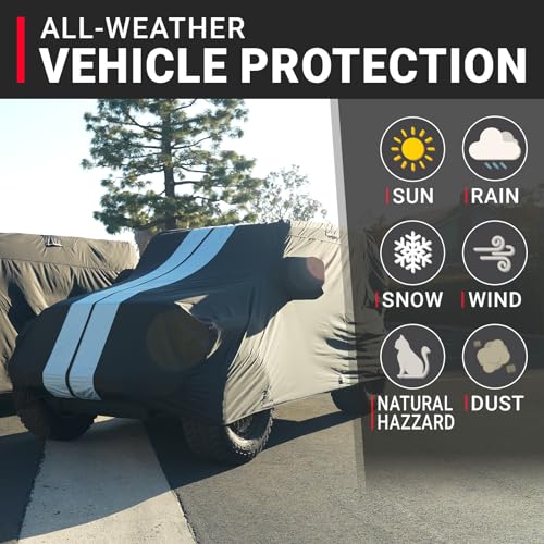 Image of iCarCover Premium SUV Cover for 2003-2010 BMW X3 Heavy Duty Waterproof All Weather Automobiles Custom Fit Full Exterior Indoor Outdoor UV Snow Rain Protection Covers (Stripe - Black /Gray)