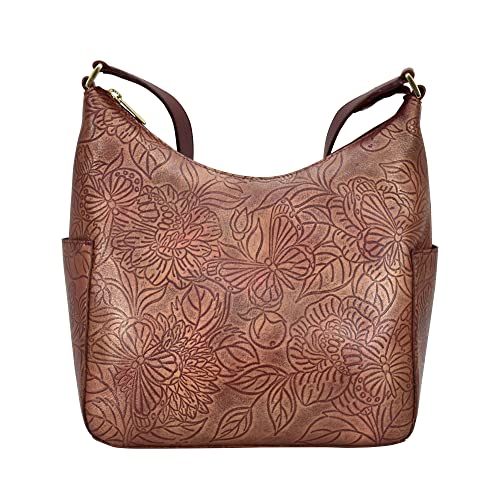 Image of Anuschka Women's Original Hand-Painted Genuine Vegetable Tanned Leather Classic Hobo With Side Pockets