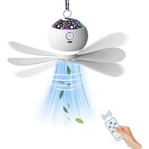 Portable Camping Fan with Lights & Starry Projection, Rechargeable Hanging Tent Fan with Remote Timer,3600mAh Battery Powered Ceiling Fan for Car RV Survival Kit Camping Essentials