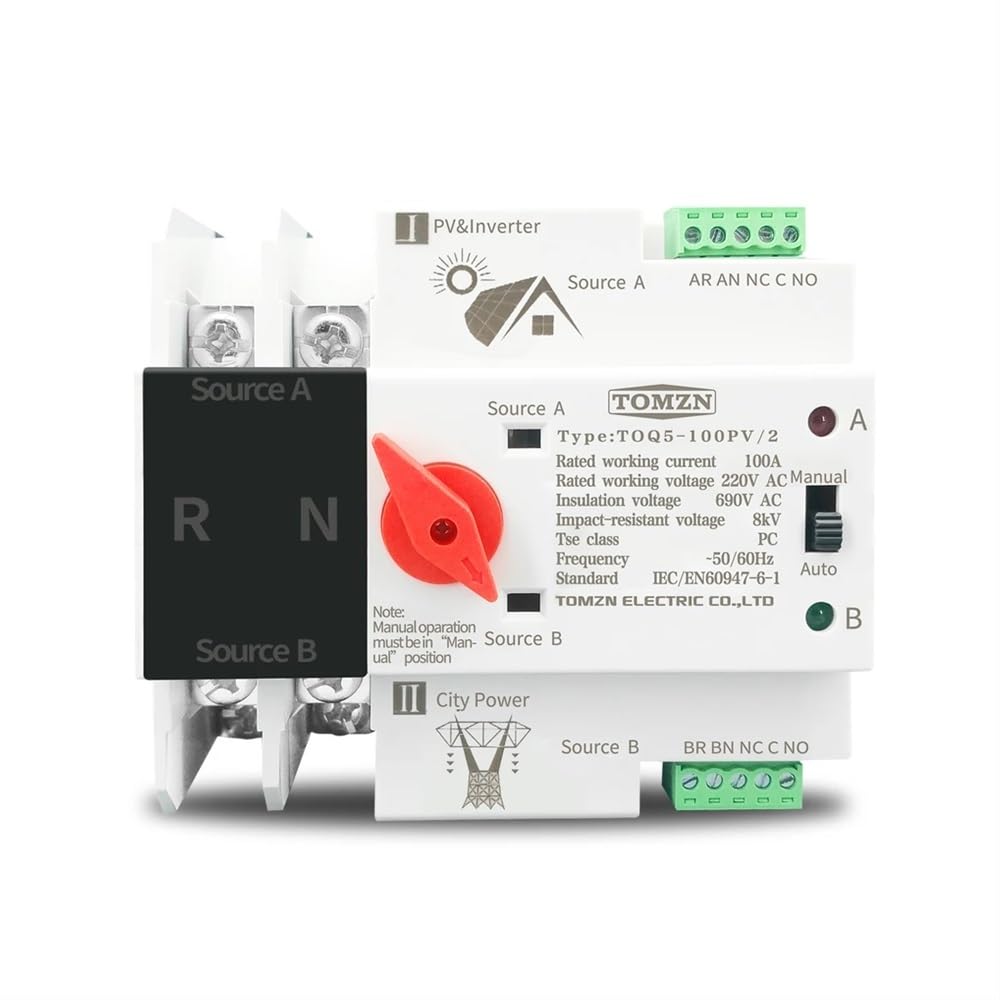 Interruttore Magnetotermico 2p 3p 4p. Guida DIN. ATS. for PV. E inverter Dual Power Automatic Transfer Selector Switch Inininterrottui 6 3a 100A 125a(4,63A)