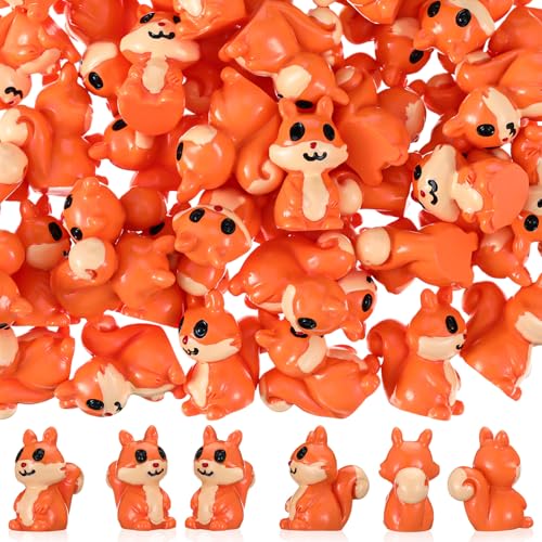 Suzile 50 Pcs Mini Resin Squirrel Miniature Tiny Squirrel Figures Mini Forest Animal Figures Garden Accessories Cupcake Topper Decor for Outdoor...