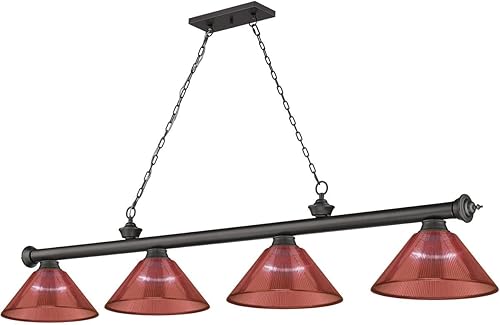 Z-Lite 2306-4BRZ-PRD - Colgante de billar con cordón, 4 luces, 240 vatios totales, bronce