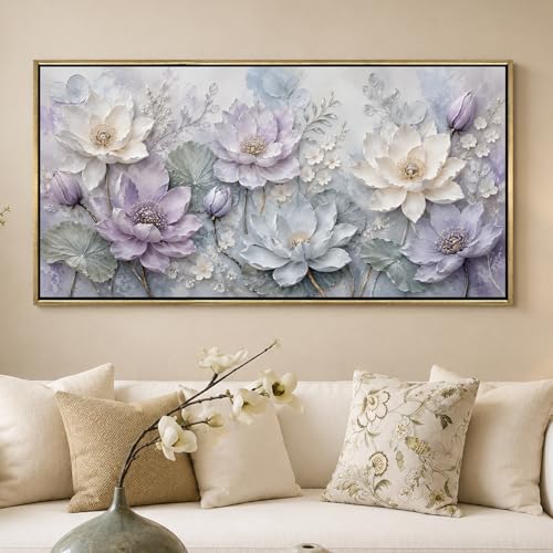 Image of PAPER PLANE DESIGN Premium Flower Wall Painting with Vintage Gold Floating Frame, 2 x 4 Feet Ready to Hang Canvas Art for Living Room - FLR-083