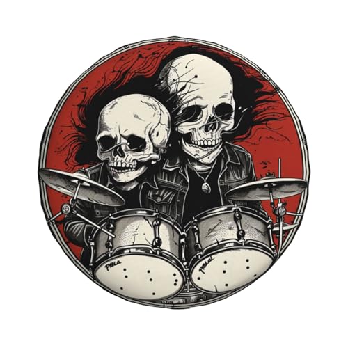 Image of Rock Skull Spare Tire Cover, Universal Wheel Tire Cover Funny Skull Skeleton Tire Protectors for Trailer RV SUV Truck Camper 17 Inch