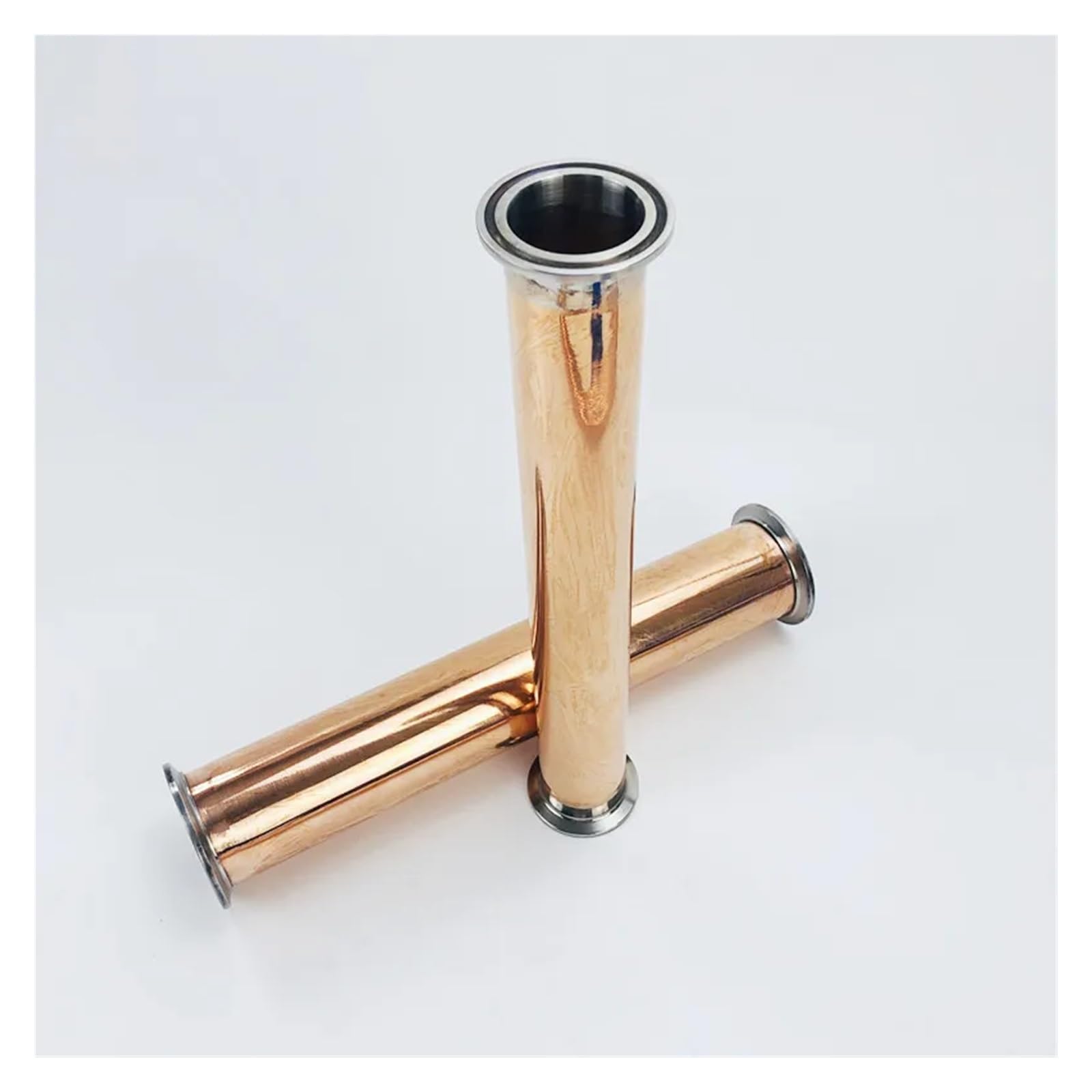 Tubo tubería sanitaria de triple carrete Tubo/tubería sanitaria de cobre de 51 mm (2") de diámetro exterior 64, con triple abrazadera, longitud de 500 mm (20") y espesor de 1,5 mm.