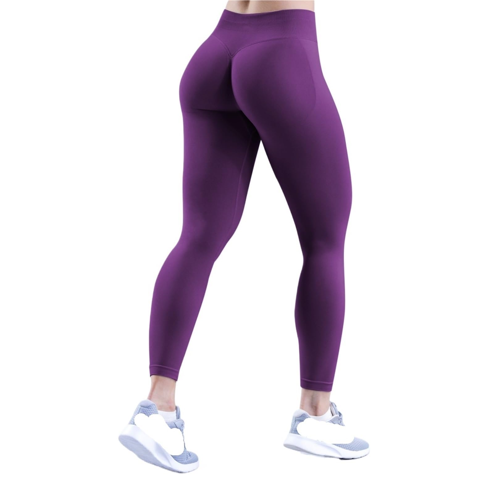 Zhouxyfdc Purple Butt Lifting Leggings Scrunch Butt Push Up Yoga Leggings Seamless Fitness Workout Pants Gym Clothing High Waist Sports Leggings(,S)